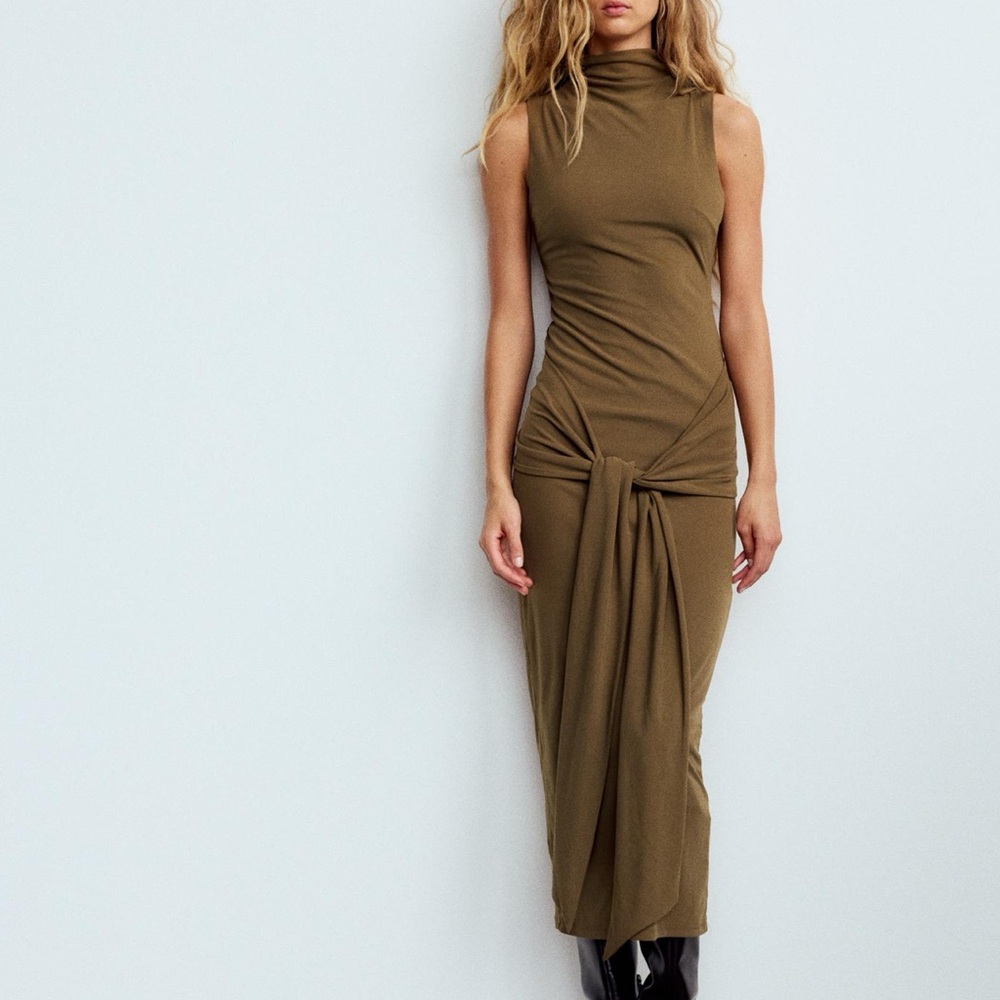 ZARA MIDI DRESS WITH TIED KNOT